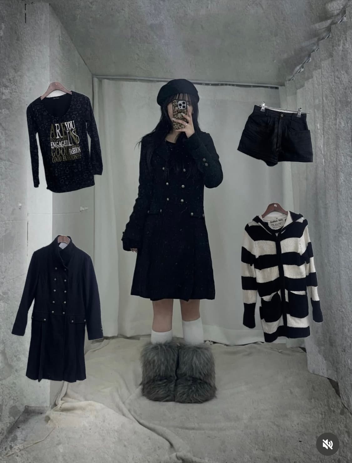 스트라이프 무채색 히메 니혼진 코디세트  상품이미지1