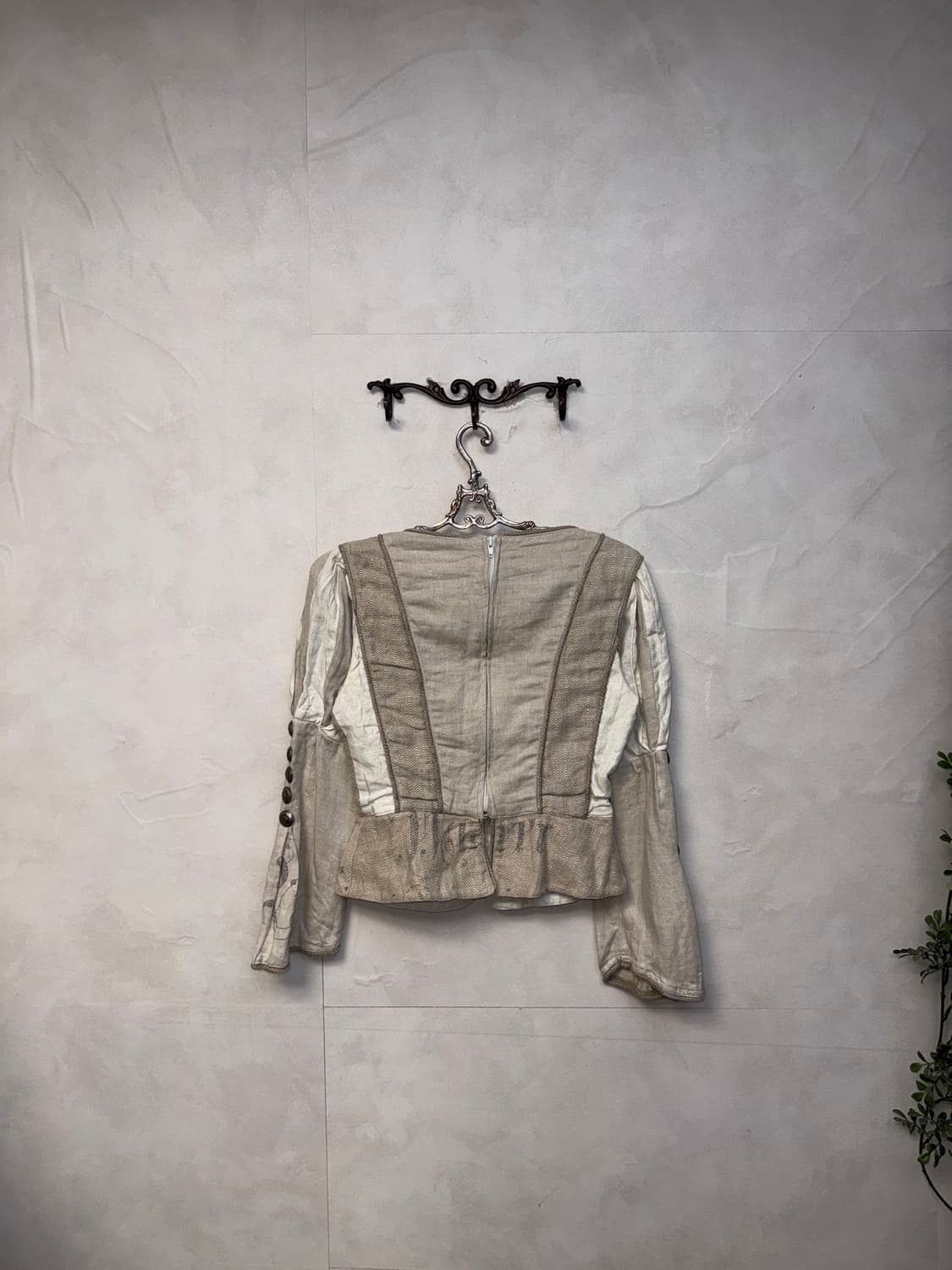 Beige linen double button corset blouse  상품이미지5