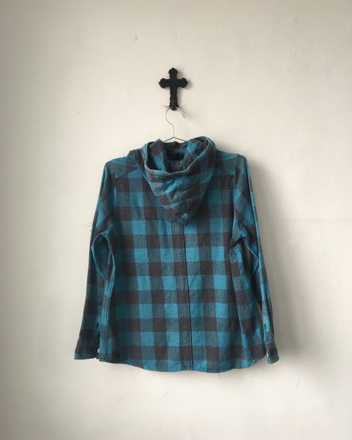 Check pattern hood high neck shirt 상품이미지3