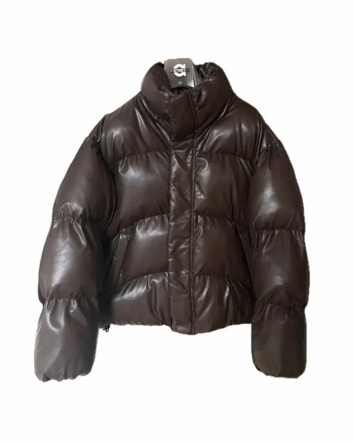 파르티멘토 비건 레더 3M 신슐레이트 페더리스 푸퍼 숏패딩 다크브라운 상품이미지1