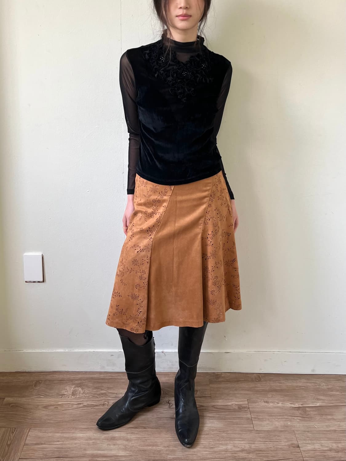 mB 블랙 시스루 블라우스 상품이미지6