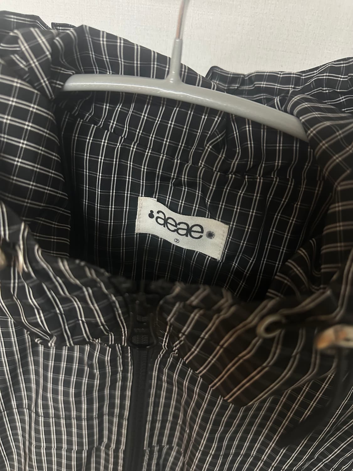 aeae 체크 후드 점퍼 바람막이 블랙 2size 상품이미지3