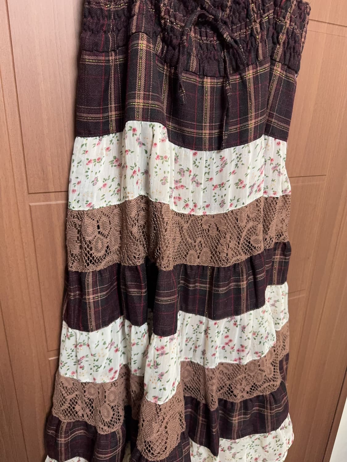 모리걸 하구미 일본 빈티지 패치워크 잔꽃 레이스 원피스 패치스커트 상품이미지3