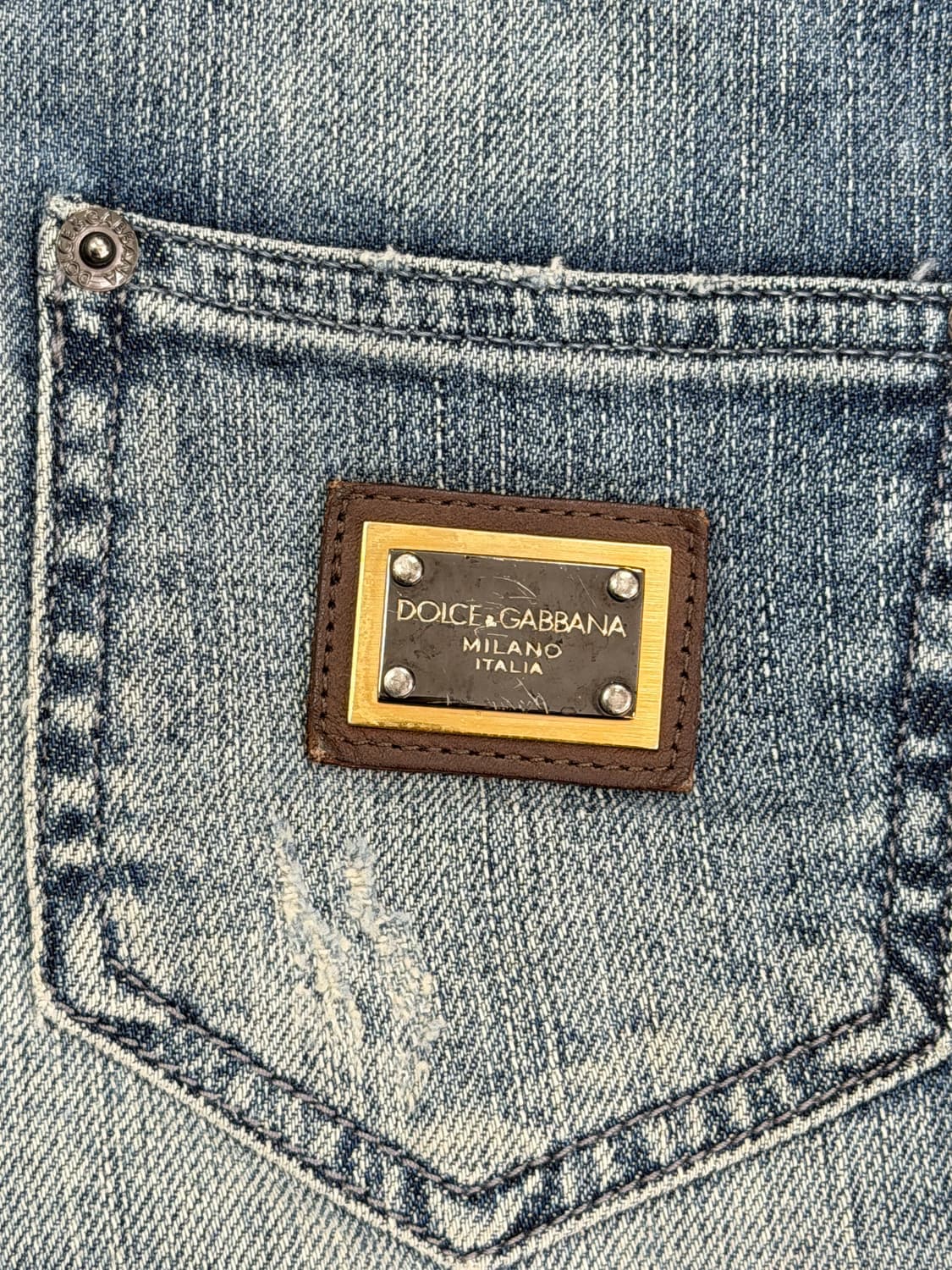 돌체앤가바나 빈티지 워싱 로고 플레이트 데님 쇼츠 상품이미지4