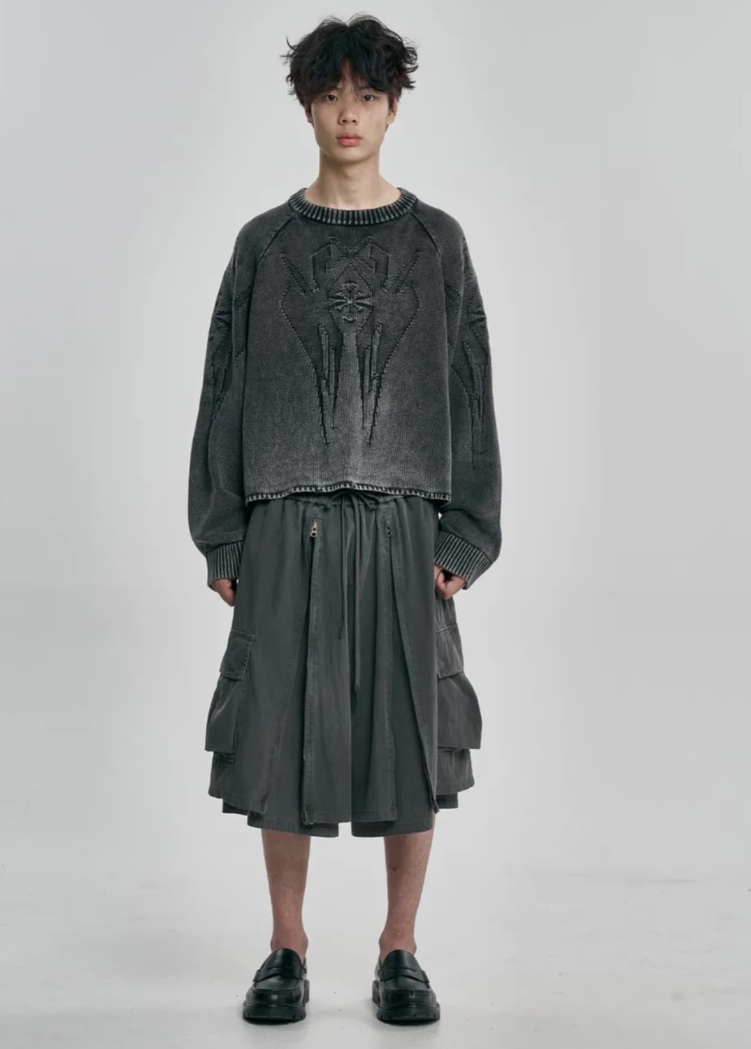 레이어드 집업팬츠 차콜 L 새상품 아조바이아조 상품이미지3