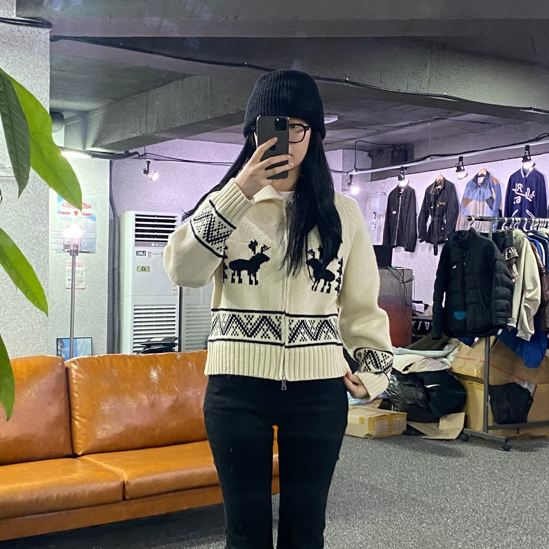 빈티지 노르틱 패턴 코위찬 니트 B3186 상품이미지1