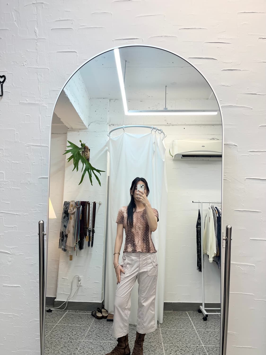 핑크 브라운 다이드 티셔츠 상품이미지3