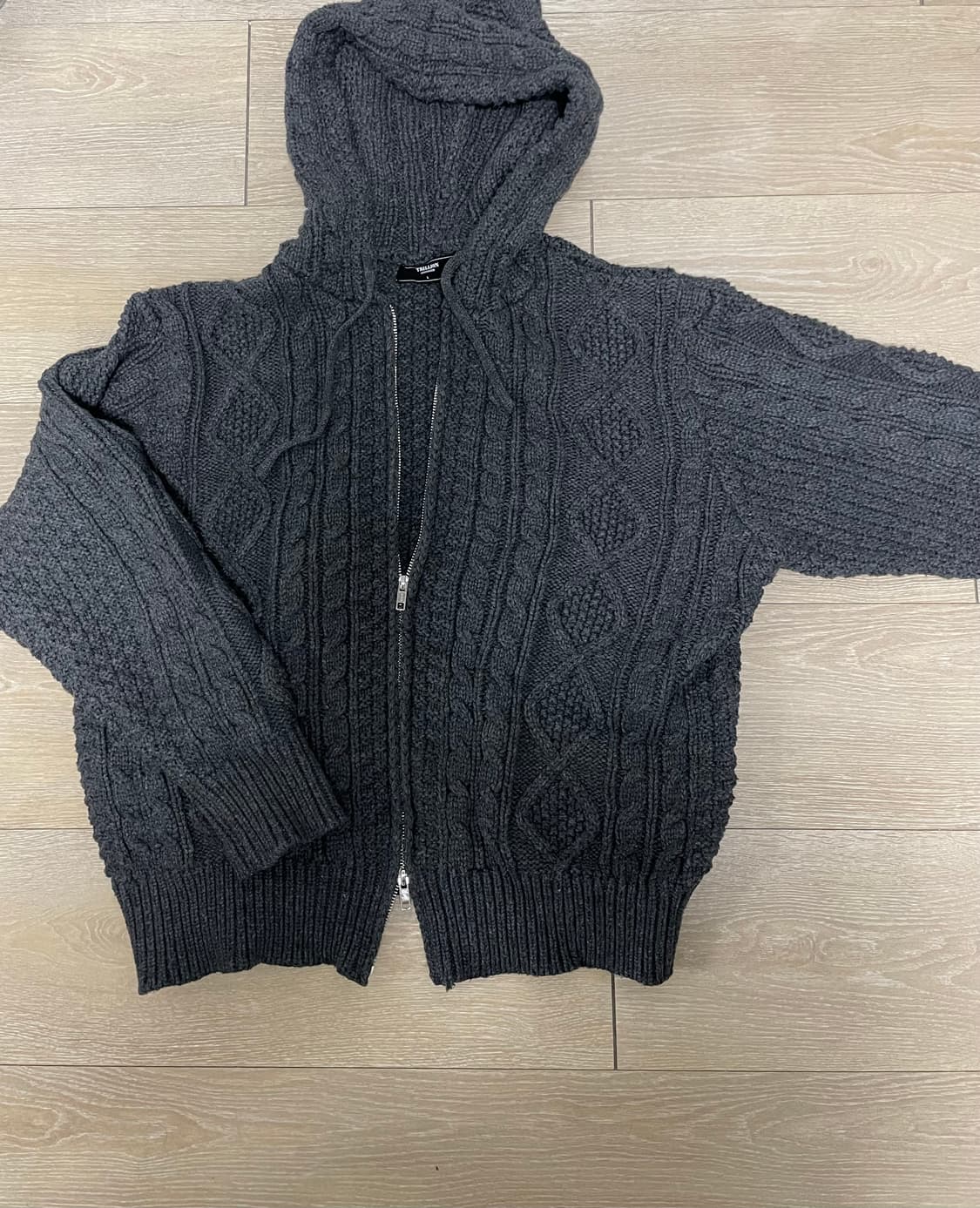 케이블 니트 후드 집업 상품이미지4