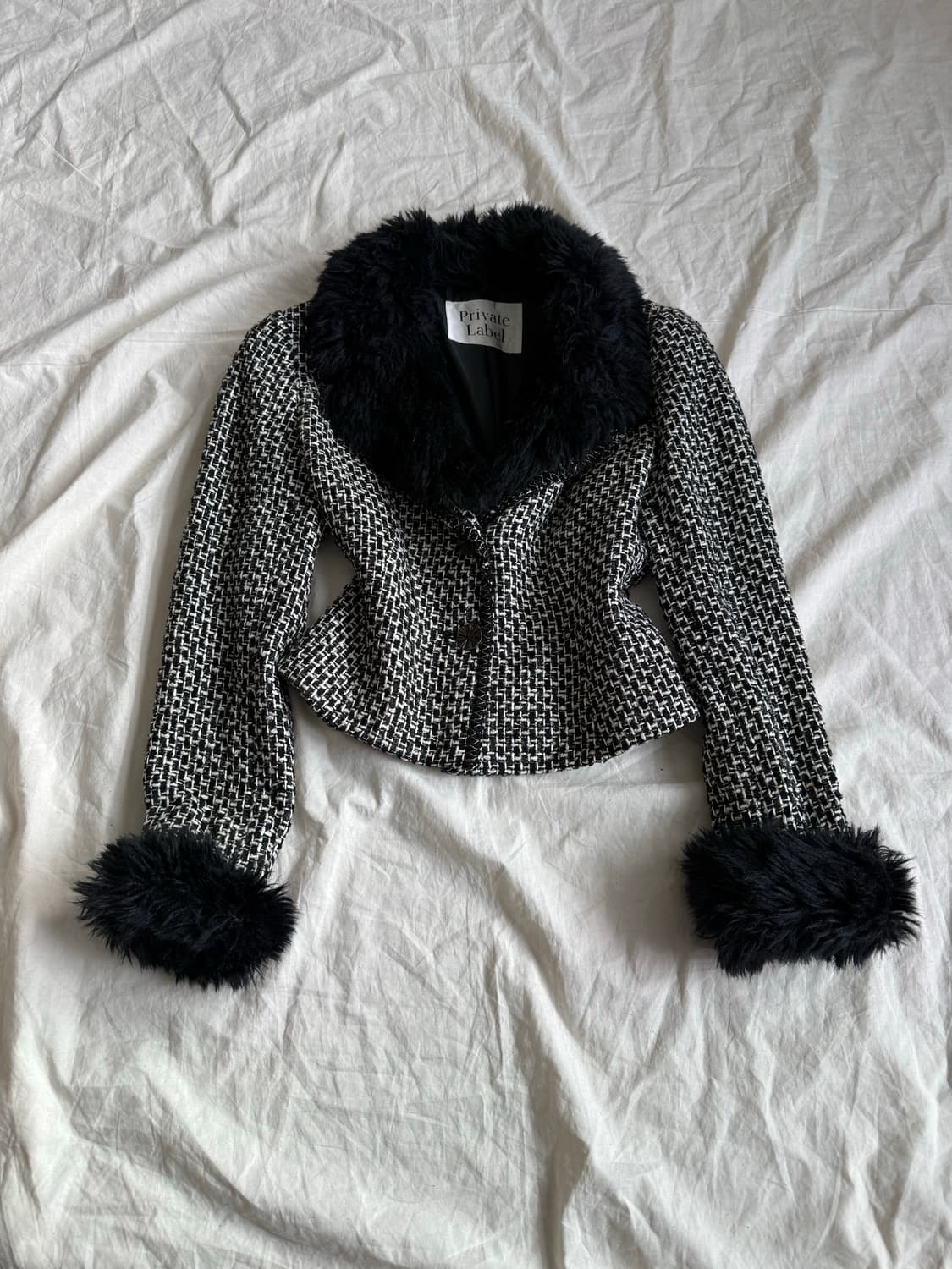 블랙 고스로리 로맨틱고딕 갸루 공겜여주 크롭 트위드자켓 상품이미지1