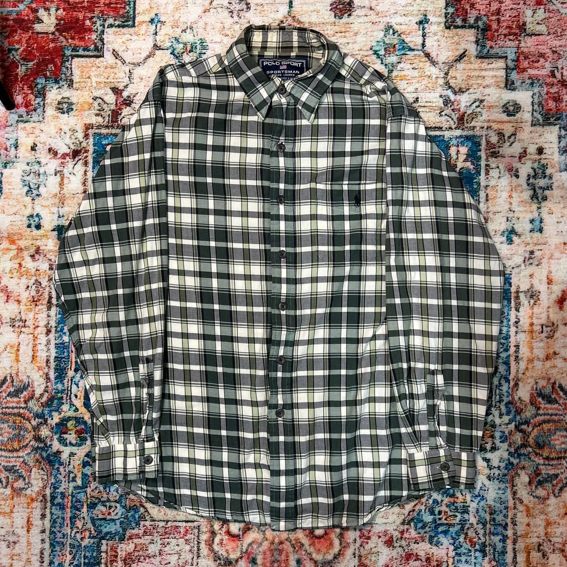 [L] 폴로 스포츠 포니로고 그린 체크셔츠 상품이미지1
