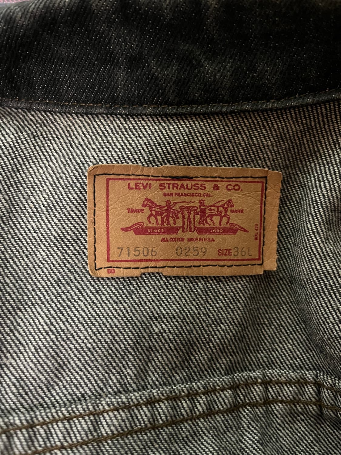 80's Levi's 71506-0259 데님자켓 블랙 36L 상품이미지3