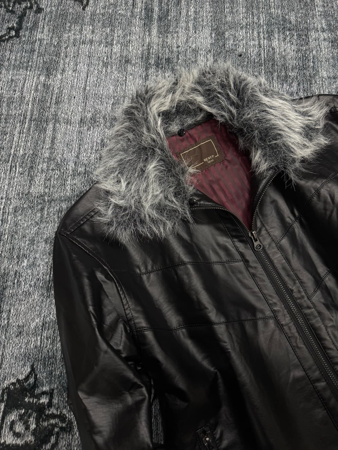 Agate 00s vkei trimming fur faux leather 상품이미지3