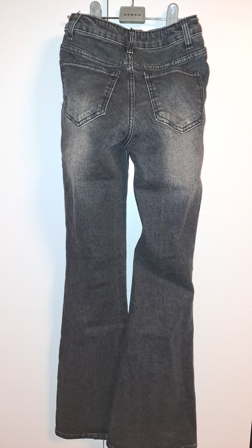 골반뽕 블랙 워싱 로우라이즈 부츠컷 청바지 상품이미지2