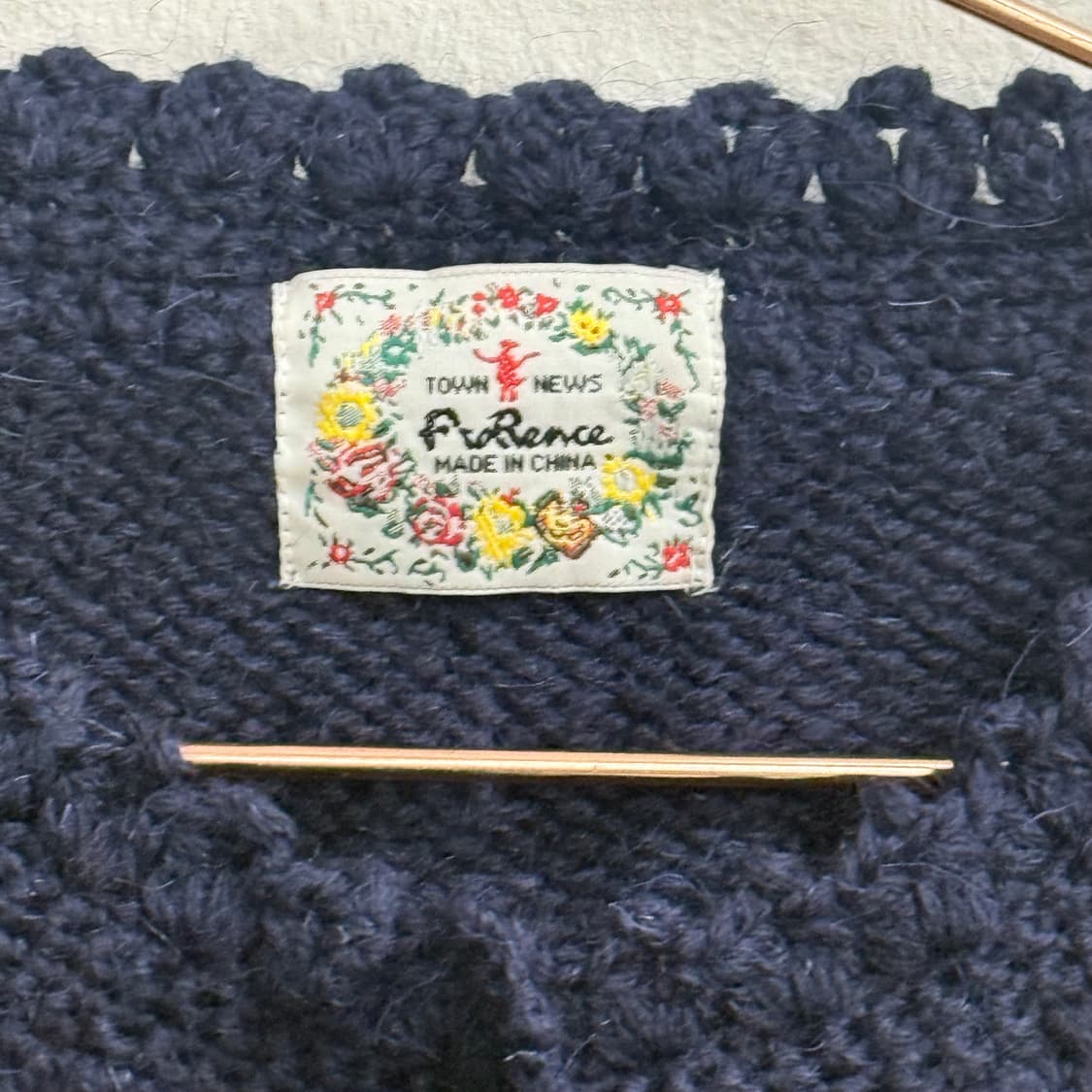 CHN 빈티지 꽃 자수 네이비 니트 가디건 (M) 상품이미지2