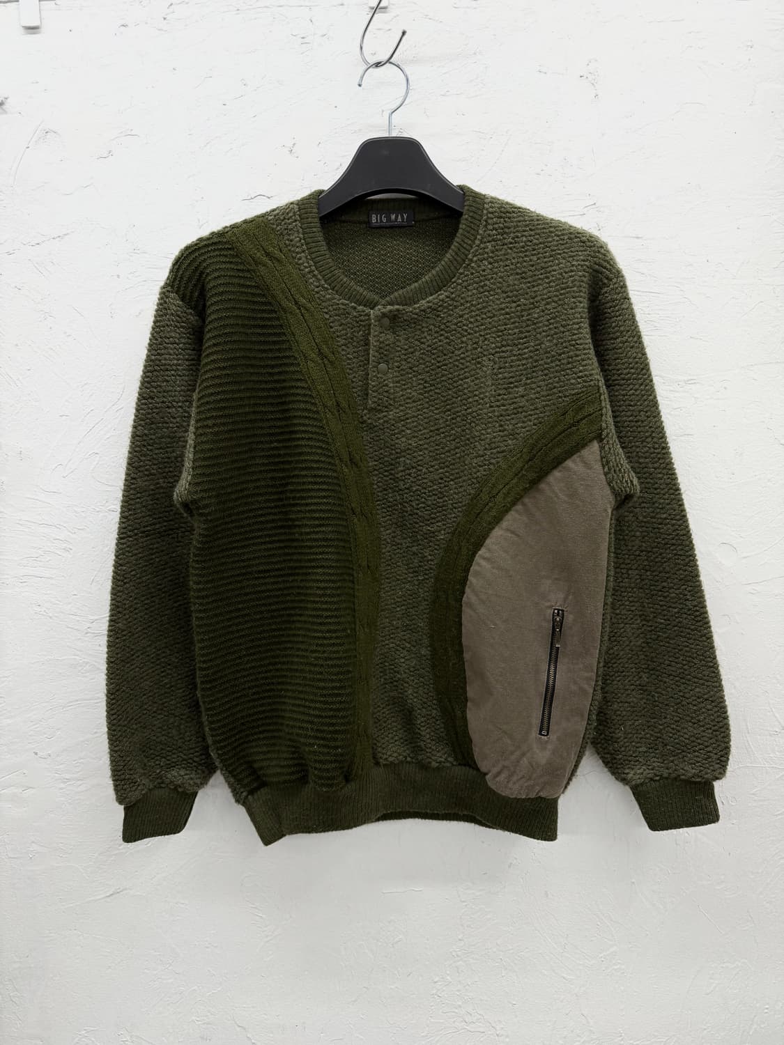 big way 믹스드 헨리넥 니트 상품이미지1