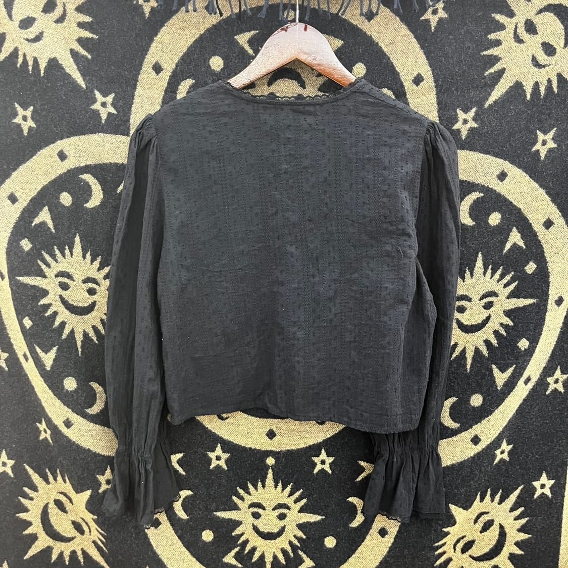 빈티지 로코코 펀칭 프릴 슬리브 리본 긴팔 블라우스 K0155 상품이미지4