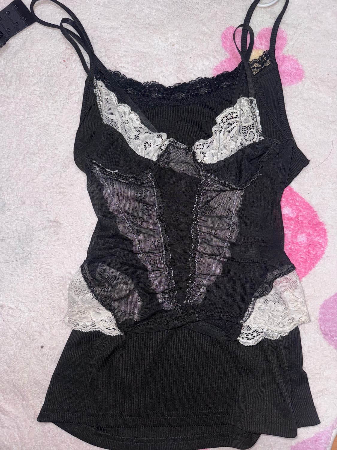 갸루빈티지 섹시 레이스 나시세트 상품이미지1