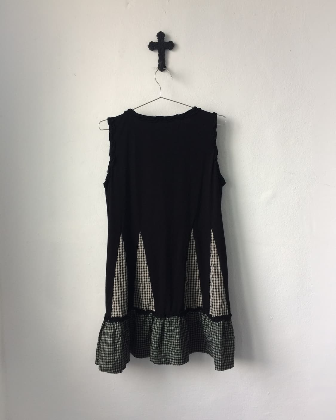 Check pattern mixed sleeveless onepiece 상품이미지3