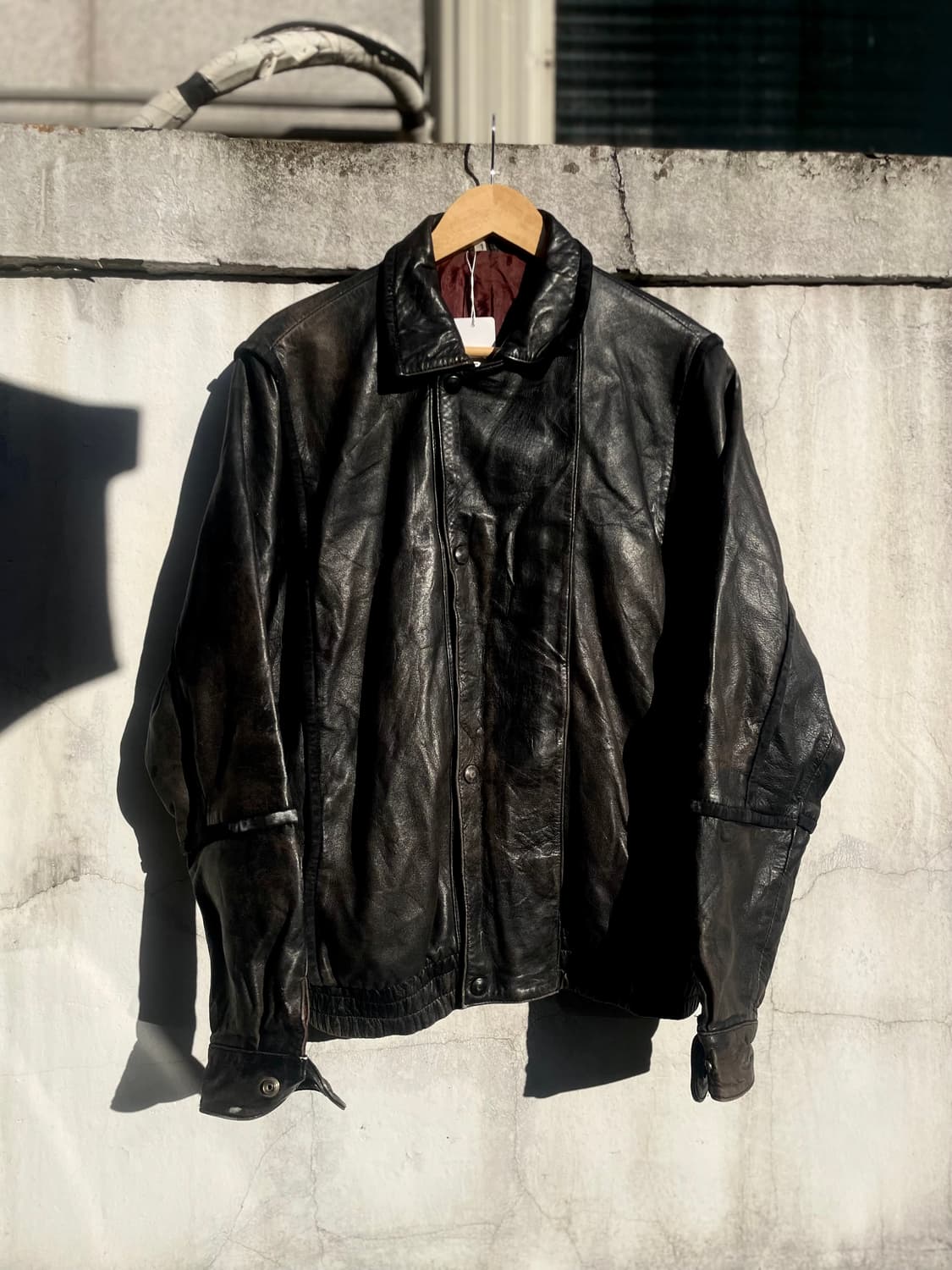 Vintage Lambskin Leather Jacket with Con 상품이미지1
