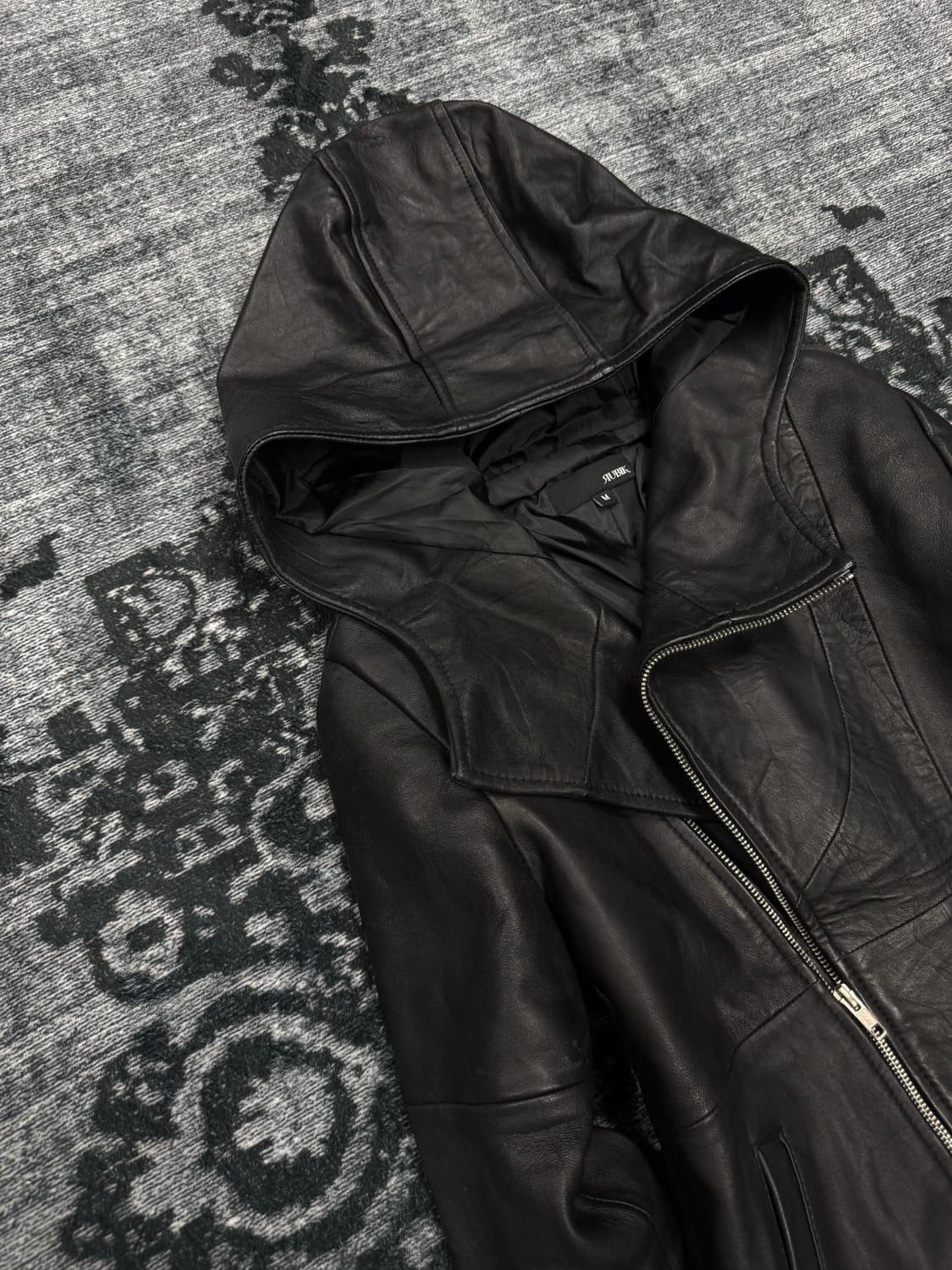 Rubik asymmetry leather hood rider jacke 상품이미지2