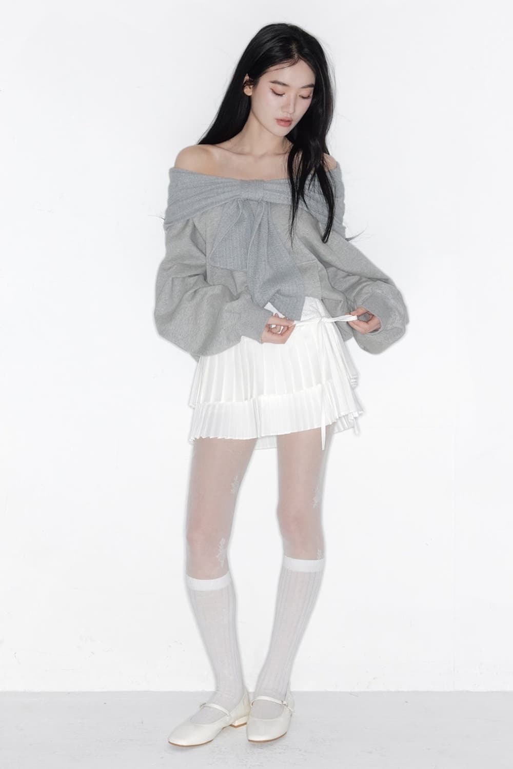 더티스 더블 레이어 레이스 랩 플리츠 스커트 상품이미지2