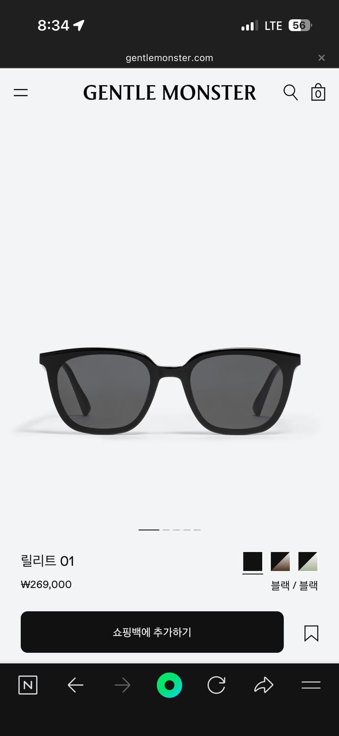 젠틀몬스터 릴리트01 블랙 선글라스 S급 상품이미지1