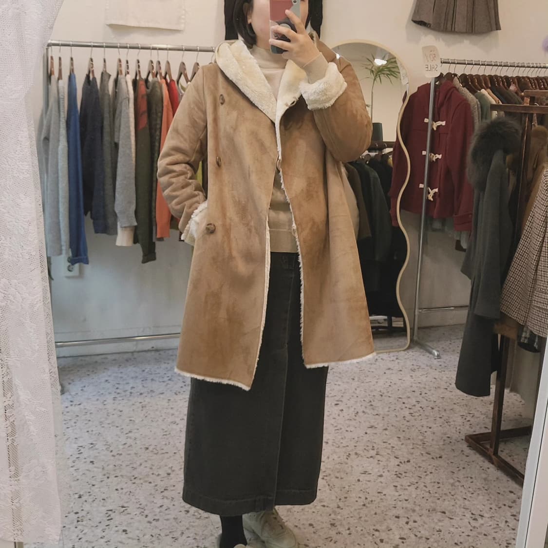 Seuseed 에코퍼 베이지 무스탕 상품이미지10