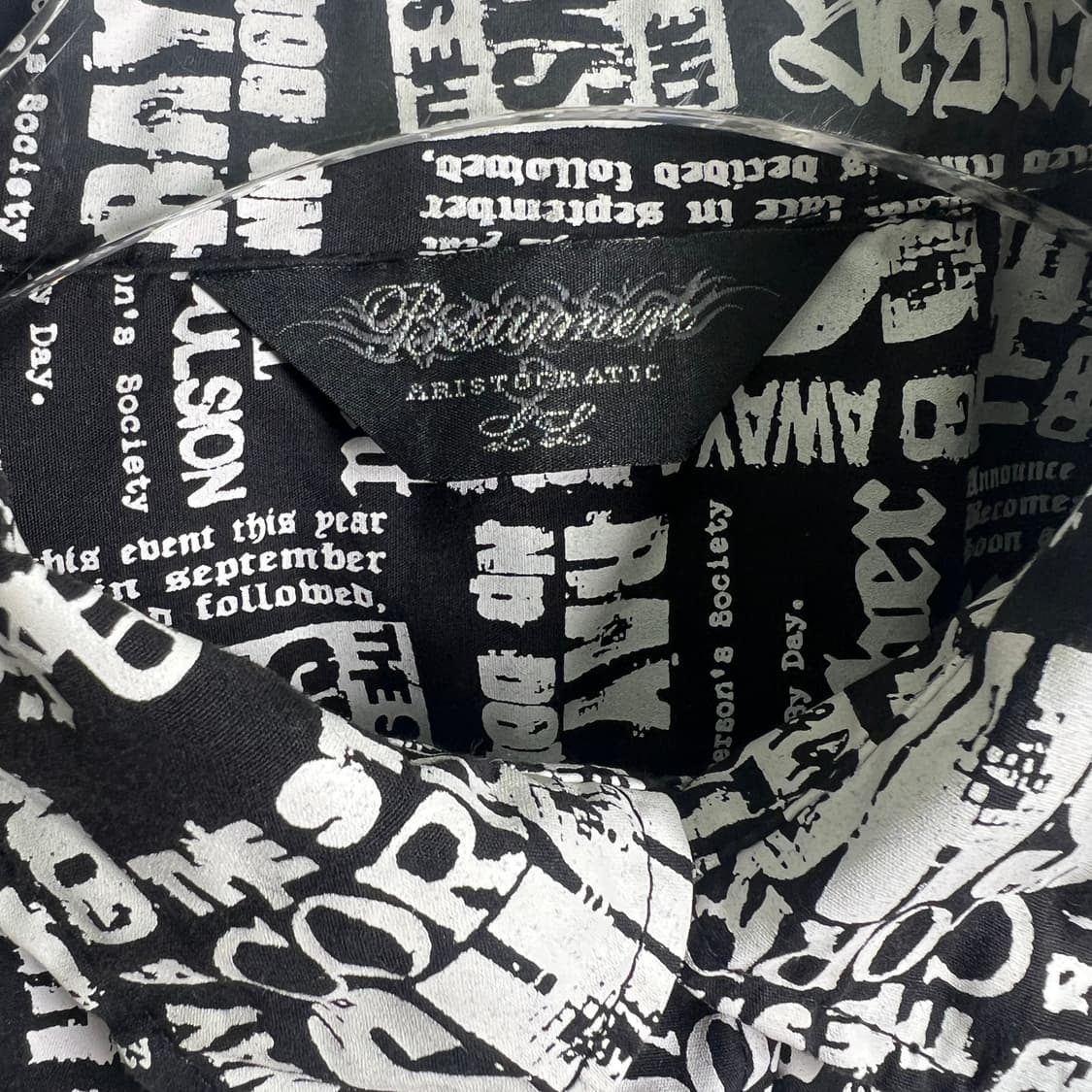 JPN VTG 빈티지 뉴스페이퍼 펑크 스컬 셔츠 XL 상품이미지3