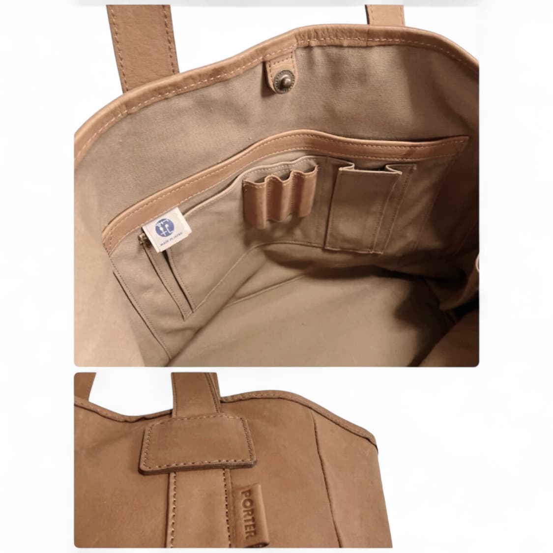 요시다 포터 소가죽 카멜 베이지 토트백 상품이미지8