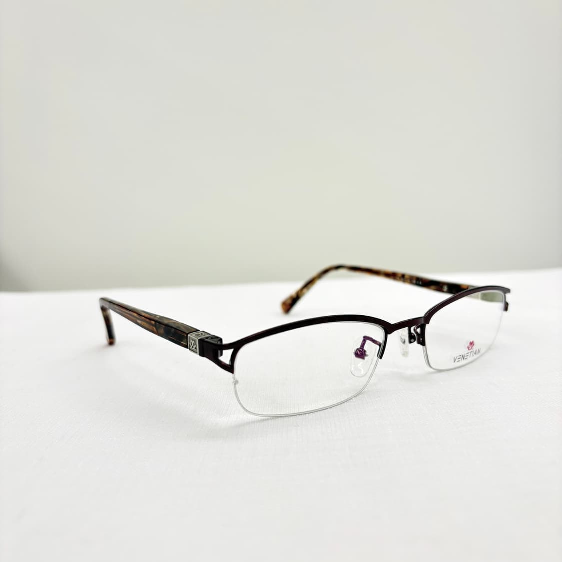 Venetian 브라운 반무테 빈티지안경 상품이미지4