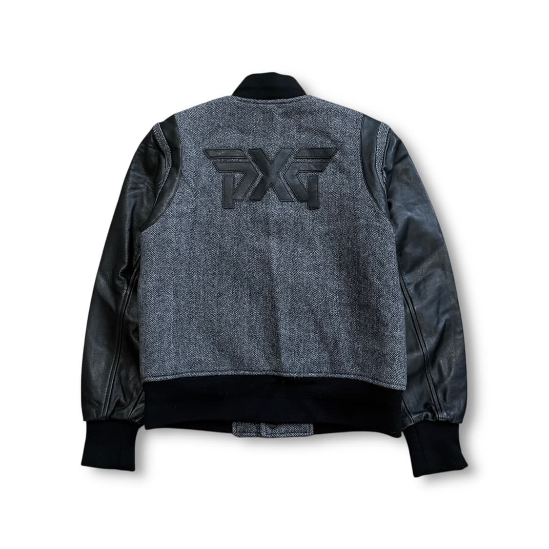 PXG 그레이 헤링본 양 가죽 바시티자켓 상품이미지2