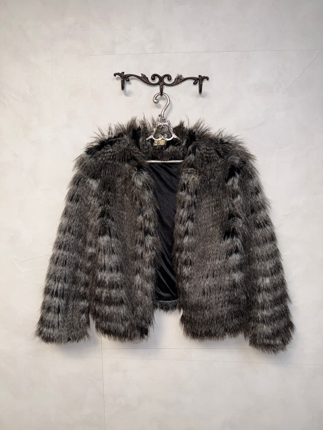 Mixed gray grunge faux fur jacket  상품이미지1