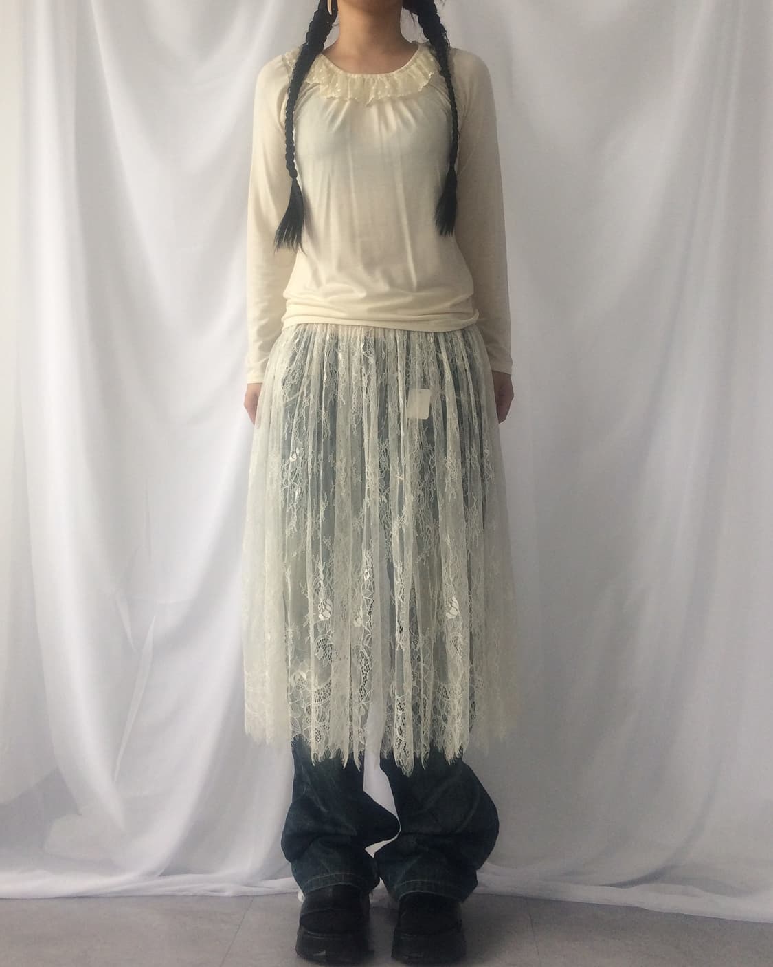 Lace trimming sleeve 상품이미지1