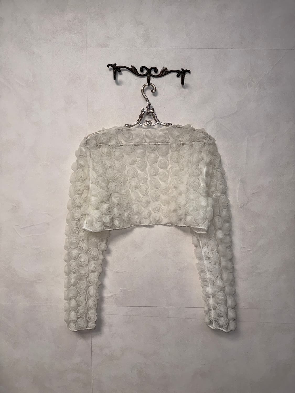 White rose mesh crop bolero cardigan  상품이미지3