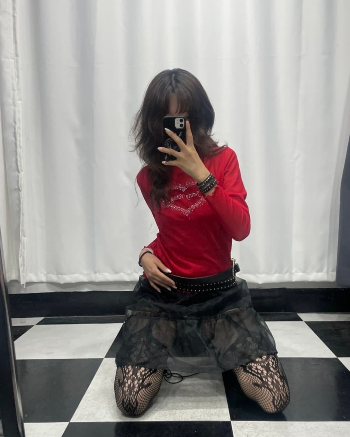 🎸레드 씨스루 롱슬리브🎸 상품이미지2