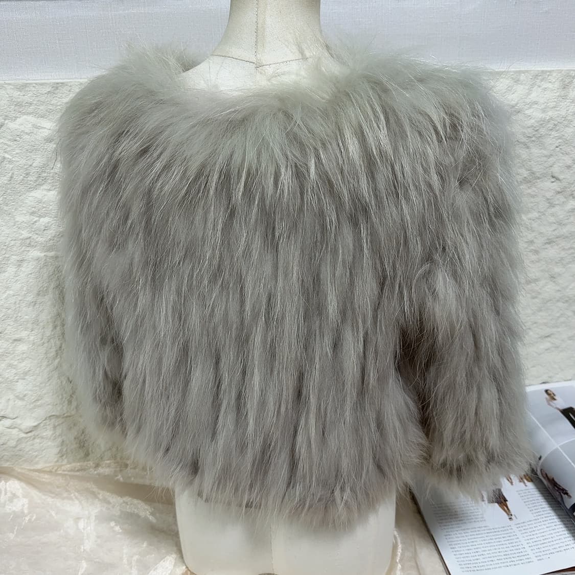 빈티지 그레이 라쿤퍼 8부소매 자켓 상품이미지6