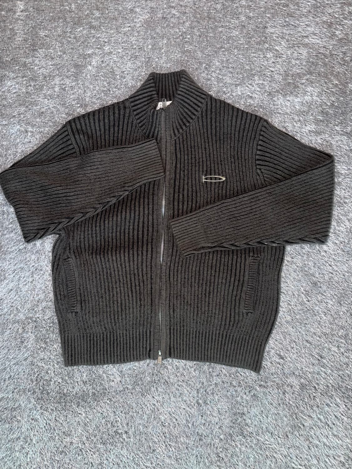 투웨이 니트 집업_ 차콜 상품이미지1