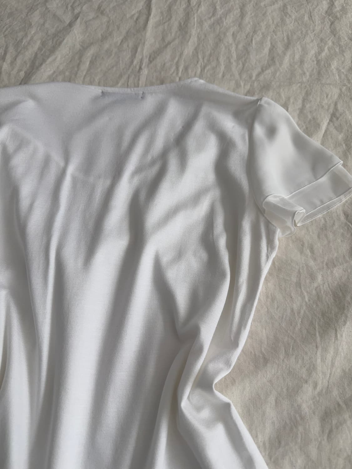 아이보리 쉬폰 블라우스 반팔탑 상품이미지5