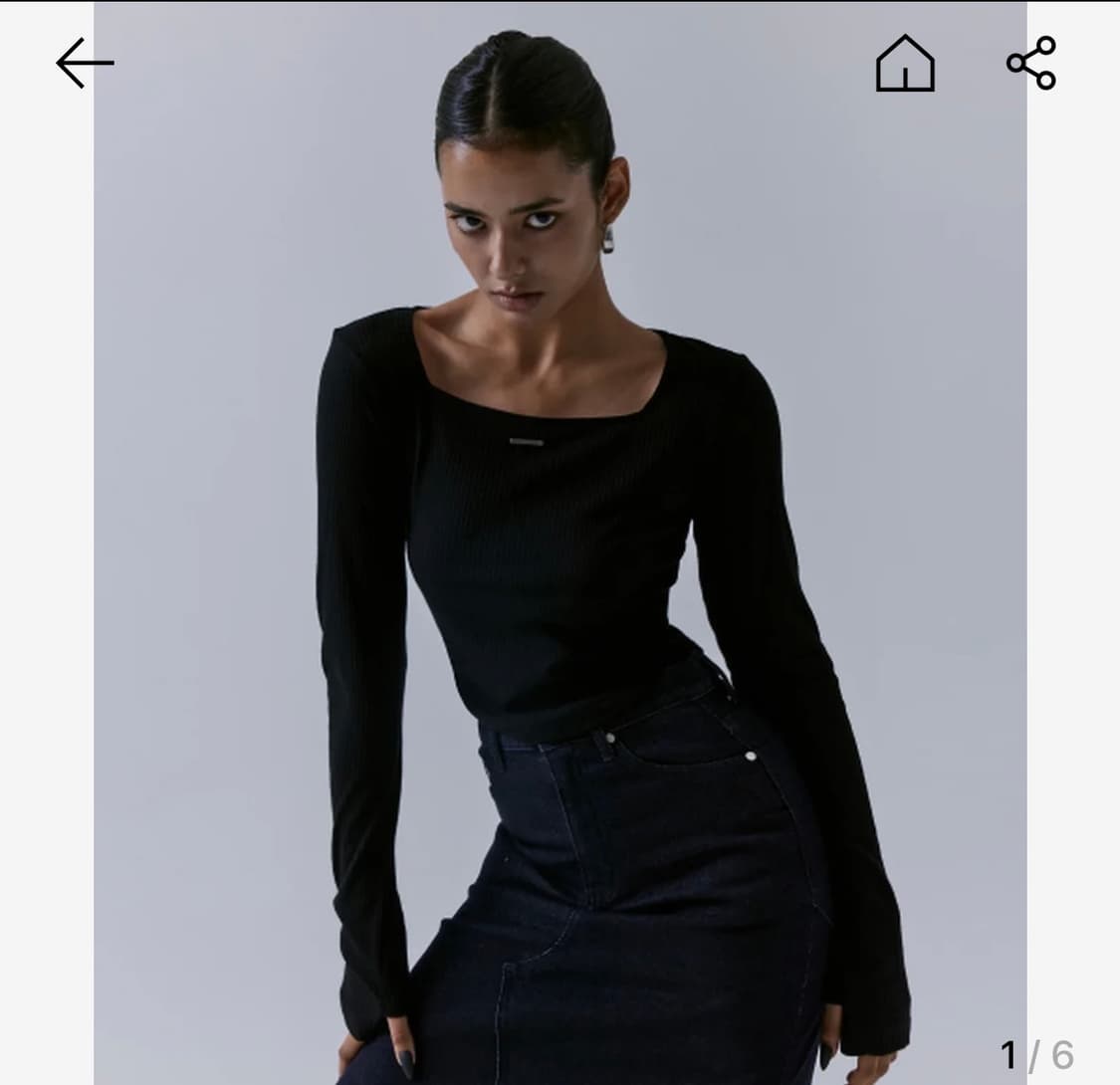 트리밍버드 스퀘어넥 핑거홀 롱슬리브 상품이미지1