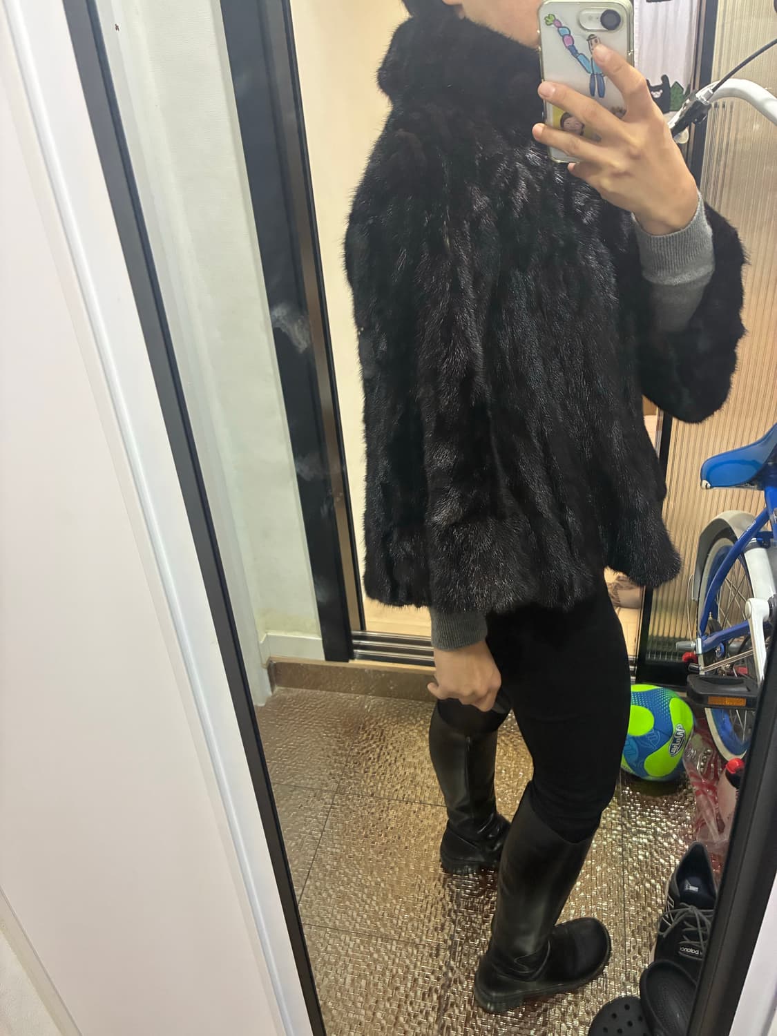 리가 100% 천연 밍크 자켓 하프코트 상품이미지4