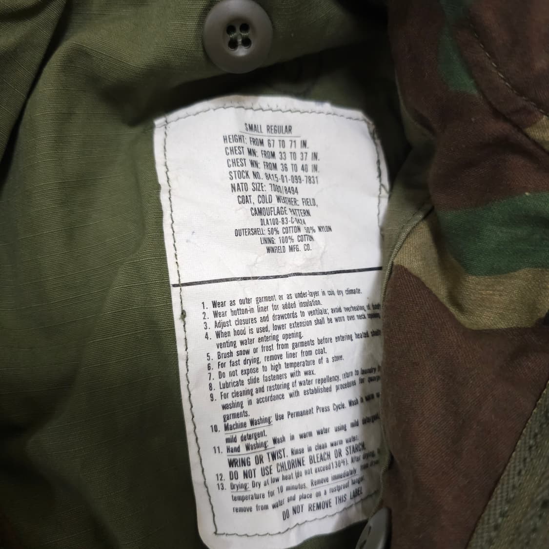 미군 80's 우드랜드 m65 필드자켓 상품이미지3