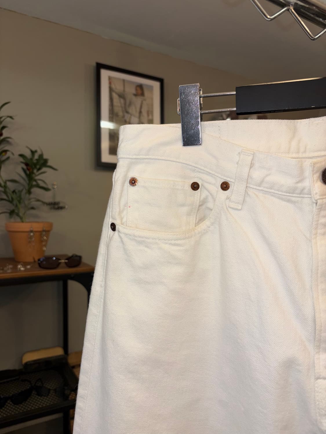 Orslow Lot. 107 IVY cut off white denim  상품이미지5