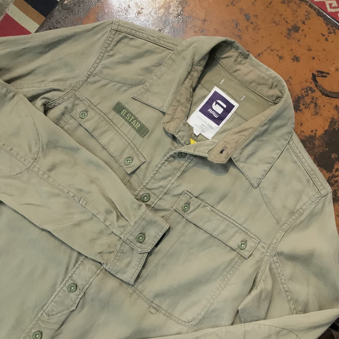 지스타 로우 카키 코튼 헌팅 셔츠 남성 102 여성 프리사이즈 상품이미지3