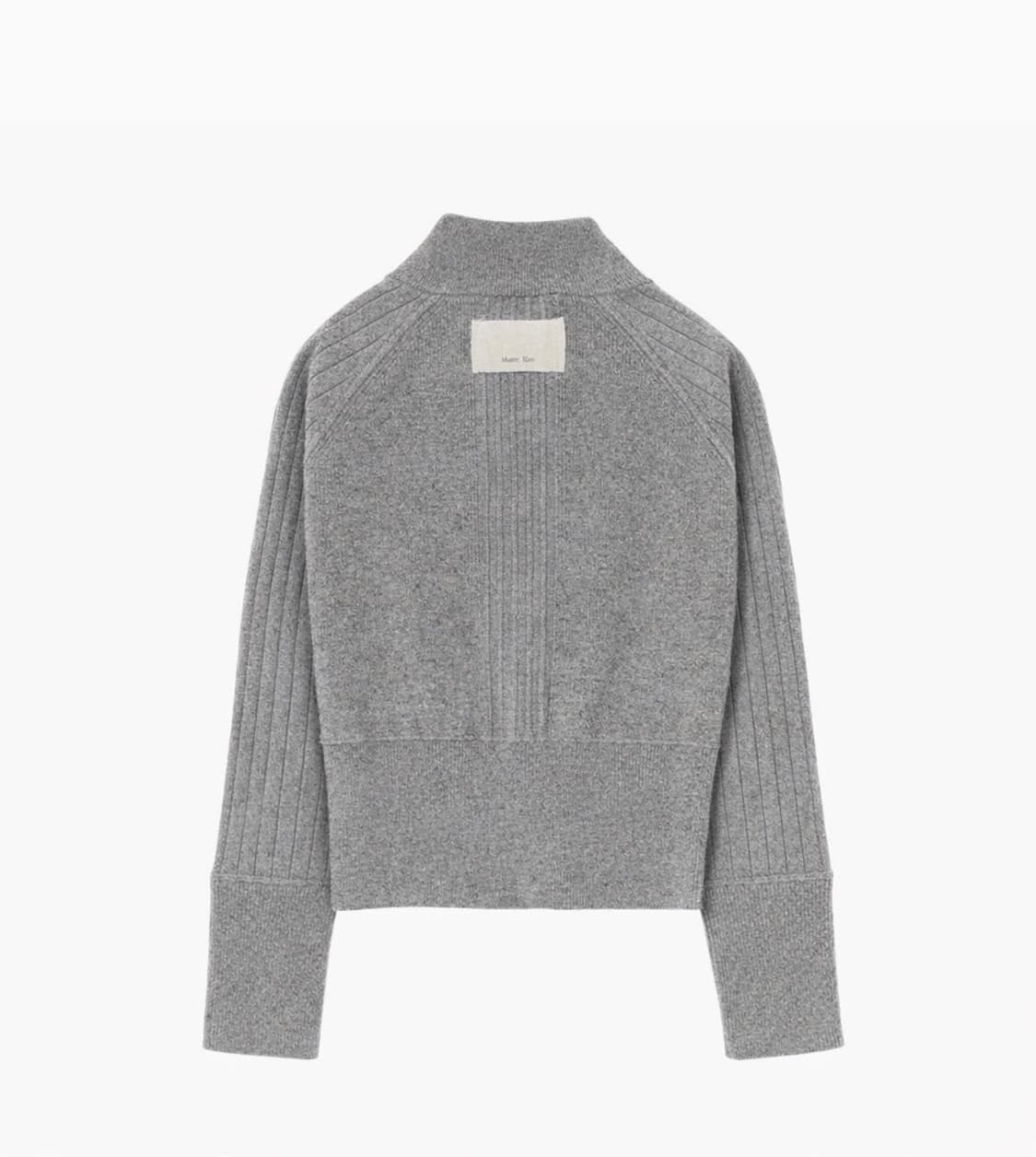 마킴 하이 넥 슬리브 로고 니트 가디건 그레이 (W 상품이미지3