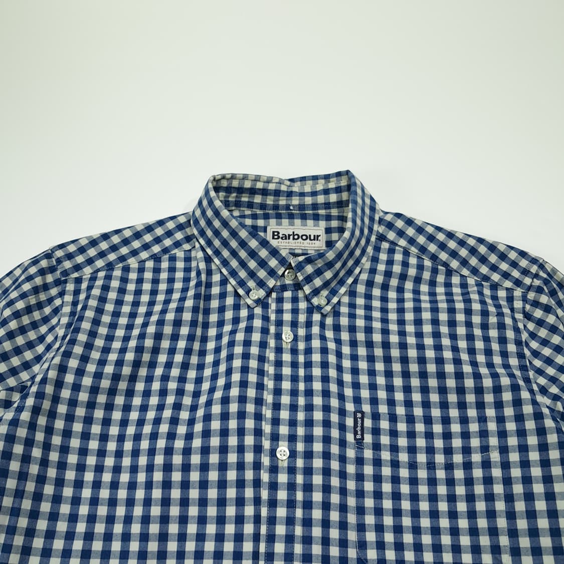 CL495 L 바버 코튼 버튼다운 네이비 깅엄체크 셔츠 남방 상품이미지2