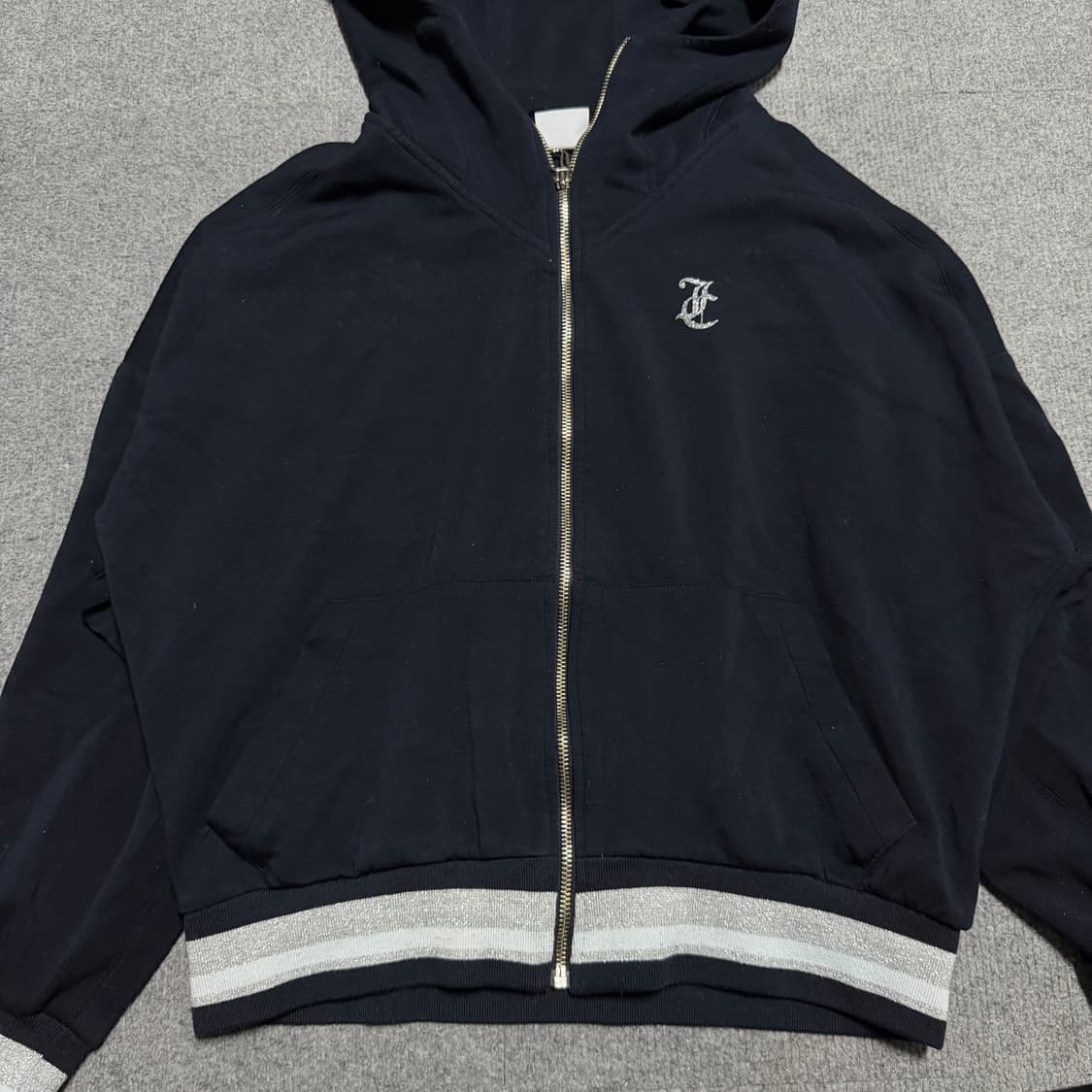 쥬시꾸뛰르 네이비 벨벳 후드집업 L 상품이미지3