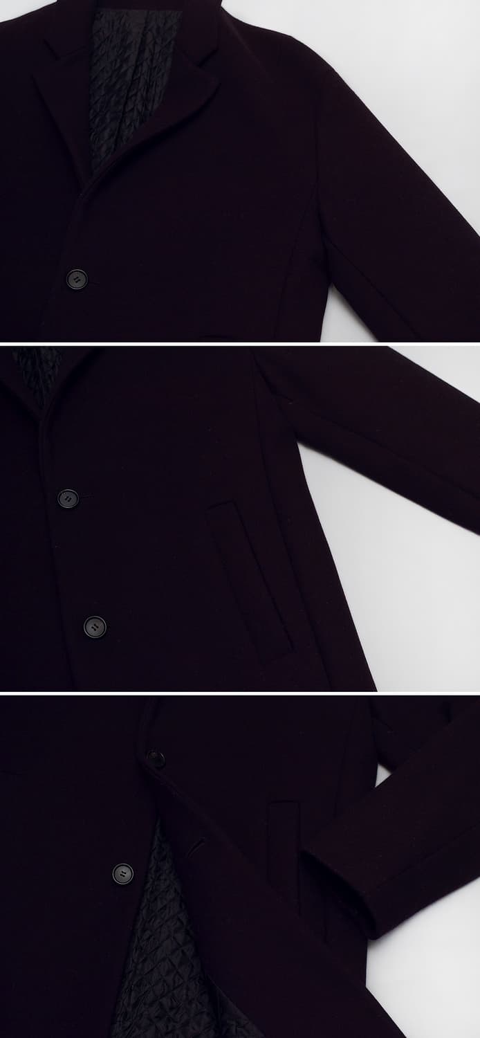 시스템 옴므 딥퍼플 멜튼울 캐시미어 클래식 체스터 코트 (100) 상품이미지8