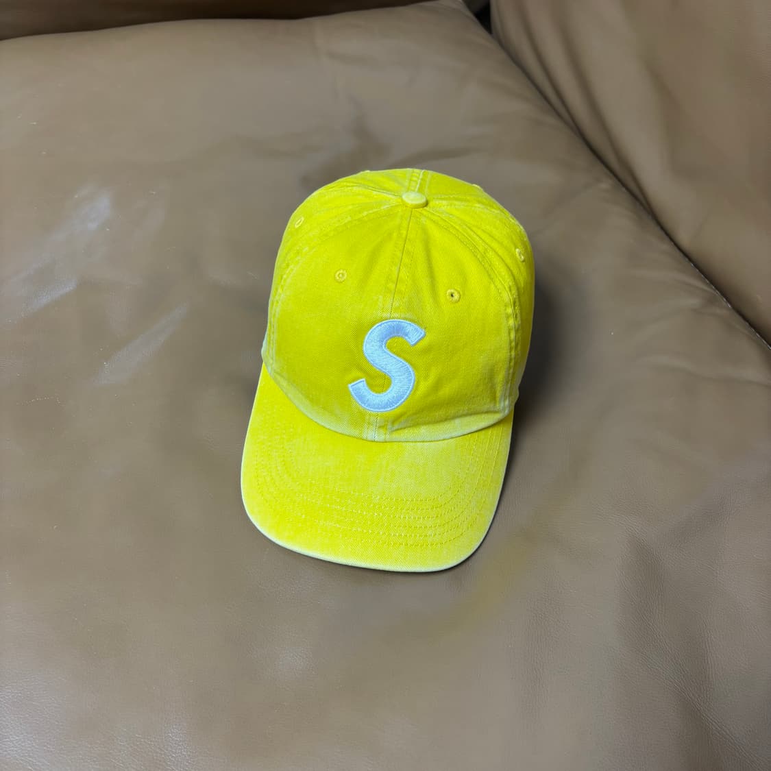 슈프림 S로고 6패널 볼캡 모자 피그먼트 옐로우 상품이미지1