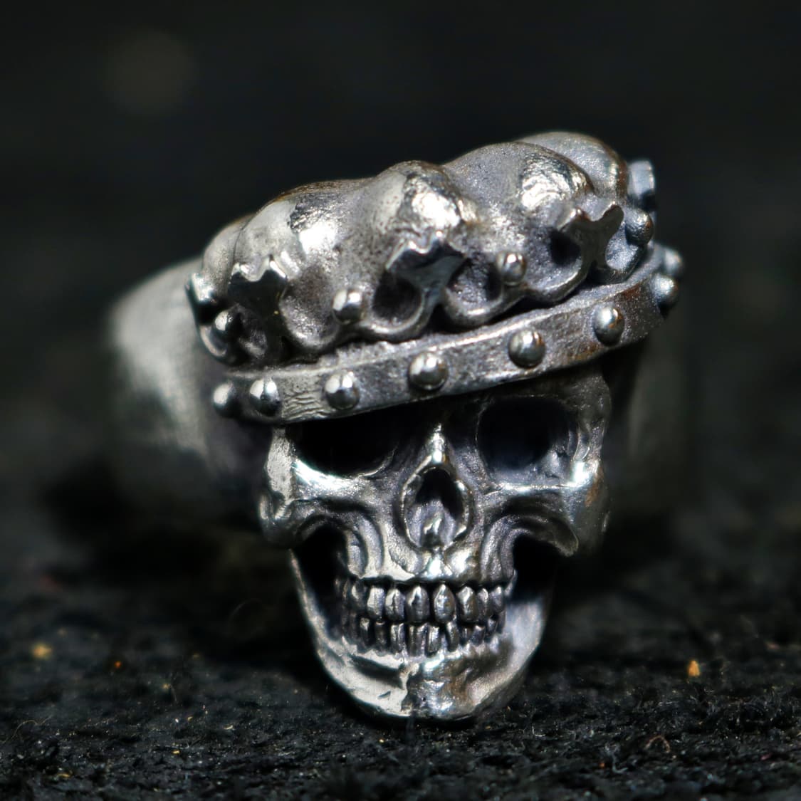 [USA 빈티지] 925 실버 '킹 오브 데스' 크라운 스컬 헤비 링 상품이미지2