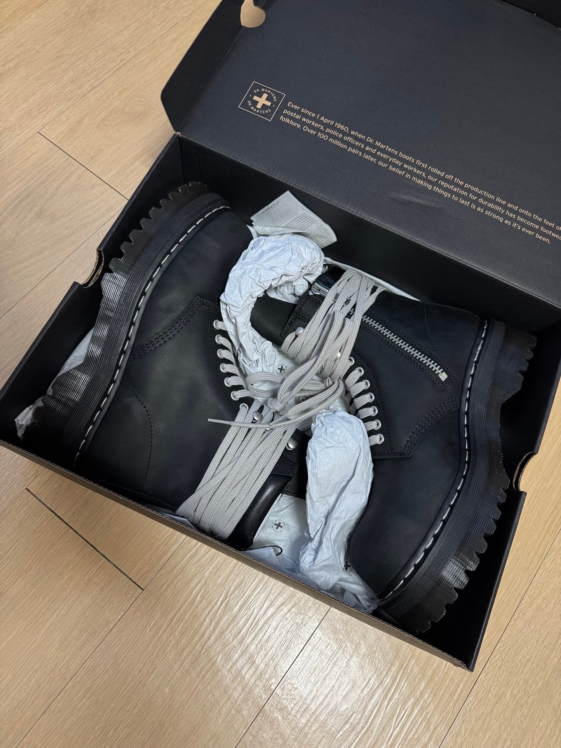 [uk9, 280] 닥터마틴 릭오웬스 쿼드 솔 스틸 토 부츠 블랙 상품이미지1
